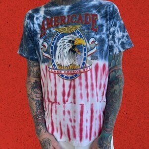 Biker motorcycle tie dye t shirt 4th July